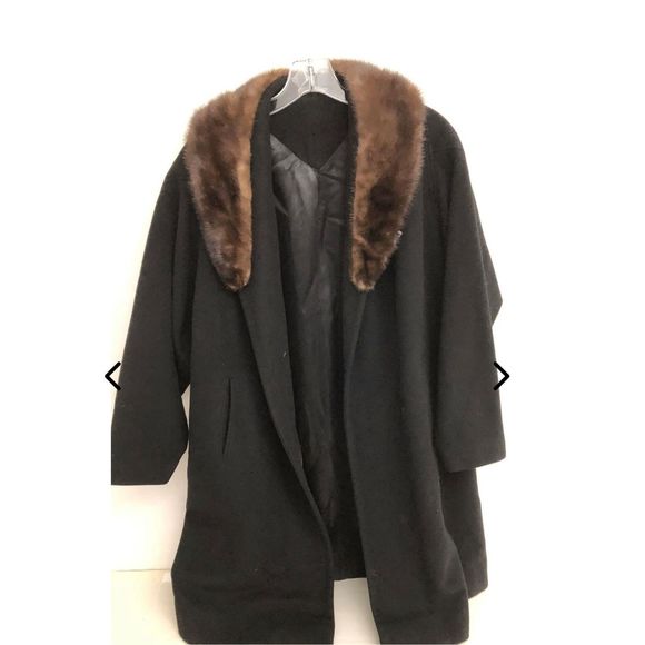 Vntg Lg Cashmere Swing Coat/Mink Collar by Ultimate - Picture 1 of 4